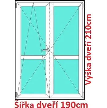 Okno Soft Dvoukřídlé balkonové dveře s příčkou 190x210 cm, otevíravé a sklopné