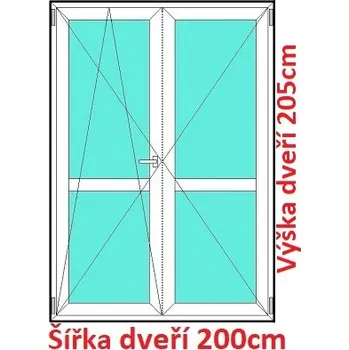 Okno Soft Dvoukřídlé balkonové dveře s příčkou 200x205 cm, otevíravé a sklopné