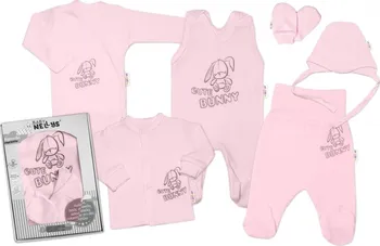 Kojenecká souprava Baby Nellys Cute Bunny 6dílná sada do porodnice v krabičce růžová 62