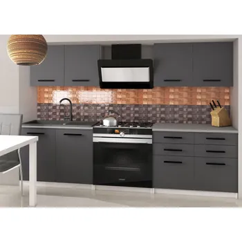 Kuchyňská linka Kuchyňská linka Belini 160 cm šedý mat s pracovní deskou Kompakto2 TOR KOMPAKTO2/2/WT/SR/0/B1