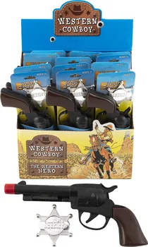 Dětská zbraň Teddies Western Cowboy pistole černá/hnědá + šerifská hvězda