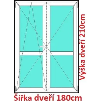 Okno Soft Dvoukřídlé balkonové dveře s příčkou 180x210 cm, otevíravé a sklopné