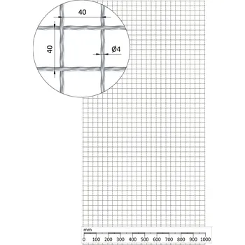 Pletivo žebérkové pletivo, oko 40 x 40, POZINK - síto, výplet žebírkový, oko 40 x 40 mm, průměr pletiva 4 mm, rozměr 1000 x 2000 mm, materiál pozinkovaná ocel