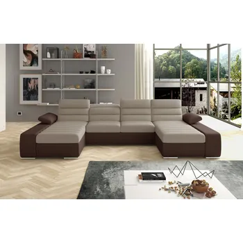 Sedací souprava Rozkládací rohová sedačka KORNIA U béžová / hnědá