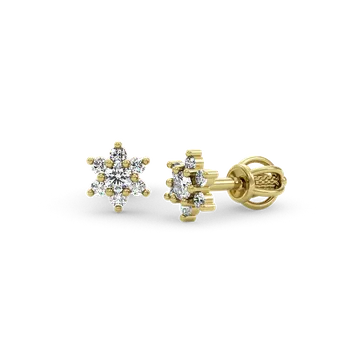 Náušnice SOLUNA Zlaté DIAMANTOVÉ dívčí náušnice STAR žluté zlato na šroubek