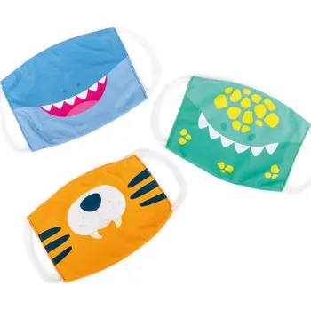 Dřevěná hračka Learning Resources® Dětská rouška - set 3 kusů (motivy dinosaurus, tygr a žralok)