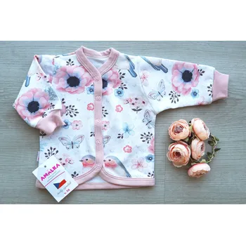 Kojenecká bunda AMÁLKA Propínací mikina, kabátek, teplákovina, ptáčci Velikost: 56