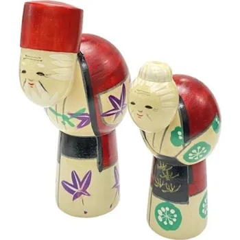 Japonské panenky Kokeshi Takasago, 2 ks
