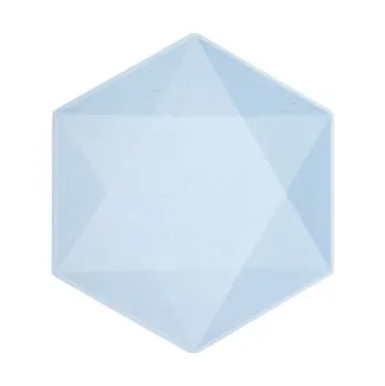 Talíř EKO - papírové talíře Hexagonal - Vert Decor, pastelově modré - 26,1 x 22,6 cm, 6ks
