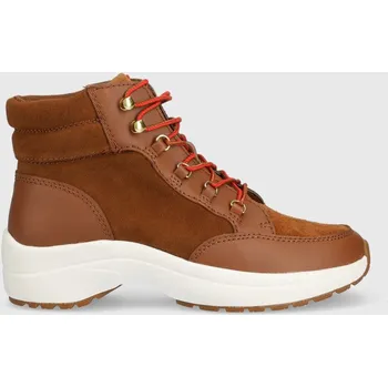Dámské kozačky Kožené kotníkové boty Lauren Ralph Lauren Wpsuede dámské, hnědá barva, na plochém podpatku 802875308001.200 84X, EUR 40