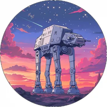 Jedlá dekorace na dort Jedlý papír Star wars AT-AT Walker tmavé pozadí 19,5 cm