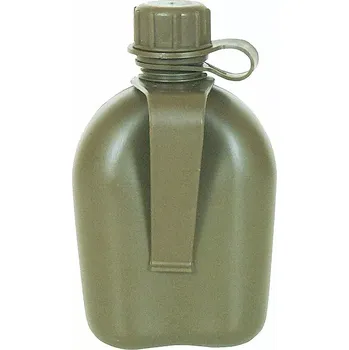 Kempingové nádobí Polní láhev plast s klipem (Plastová láhev používaná vojáky v Americké armádě, bez nutnosti použití plátěného obalu.)