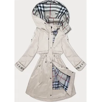 Světle béžová tenká dámská bunda parka s kapucí BH Forever (1) (BH-2403) odstíny béžové XXL (44)