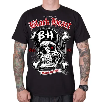 Pánské tričko Black Heart Skull Bones 2XL