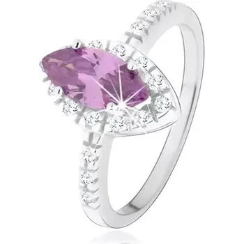 Prsten Prsten ze stříbra 925, zrnko fialové barvy s čirým zirkonovým lemem - Velikost: 52