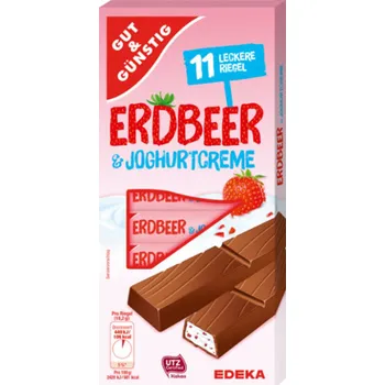 Čokoládová tyčinka G&G tyčinky z mléčné čokolády s jogurtovou-jahodovou náplní 11 ks, 200g