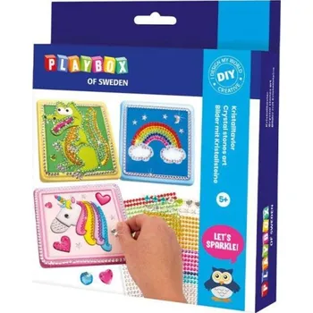 kreativní sada Diamantové obrázky pro děti | Sada 3 motivů – duha, jednorožec a krokodýl