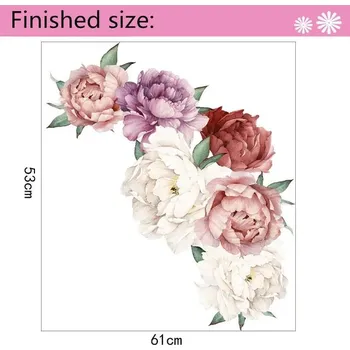 Samolepící dekorace Dekorace na zeď | samolepka na stěnu, pivoňky - Modrá