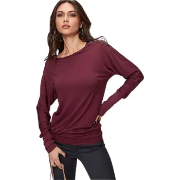 Dámské oblečení Dámský módní top TOP ZIP DETAIL vínový XL