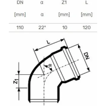 kanalizace Vnitřní kanalizační koleno HTplus, O 110 mm, 22°