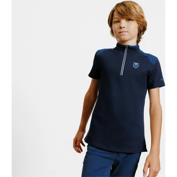 FOUGANZA Dětské jezdecké polo tričko 500 10 LET MODRÁ