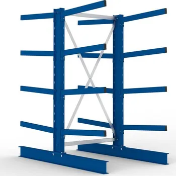 Dílenský regál Konzolový regál META, základní pole, oboustr., 4 x rameno, až 250 kg/rameno, 1103 x 1840 x 2000 mm