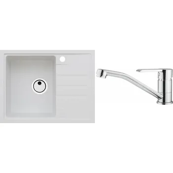 Granitový dřez Alveus Set Intermezzo 30 Granitový dřez s odkapem 620x480 mm + baterie Ruta, bílá, SETA362