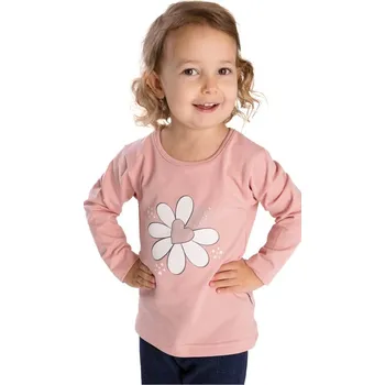 Bettymode Dívčí tričko KYTKA PINK dlouhý rukáv, 122