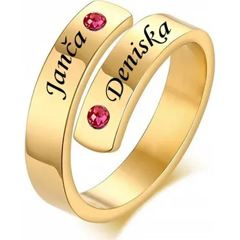 Prsten Ocelový prstýnek Family pozlacený 18k zlatem červený