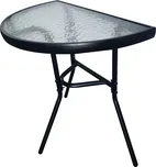 Půlkruhový kovový stolek se skleněnou…
