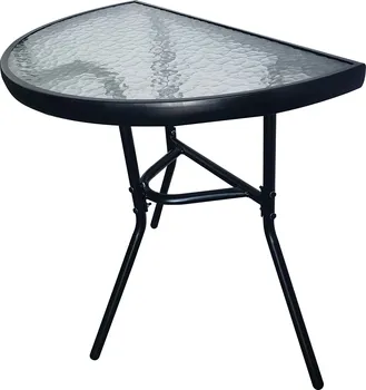 Zahradní stůl Půlkruhový kovový stolek se skleněnou deskou 70 x 40 cm černý