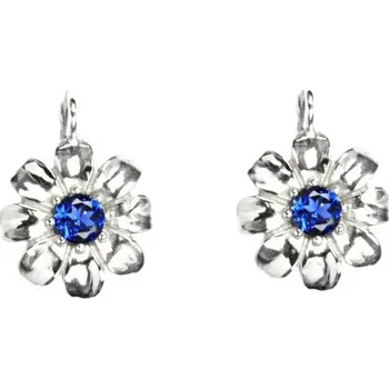 Náušnice Stříbrné náušnice kytička spinel - NK1389 (Stříbrná kytka se zirkonem)