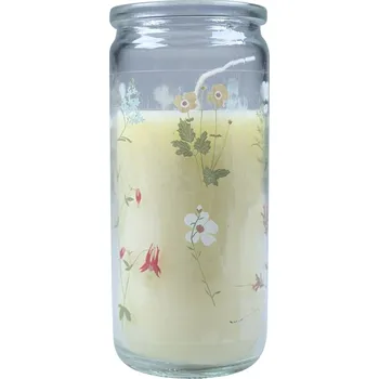 Velikonoční dekorace Det Gamle Apotek Svíčka ve skle Floral bloom 14xP.6 cm, 100% parafín, doba hoření 25h