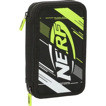 Dětské zboží Dvojitý penál PLUMIER Nerf Get ready Černá 12.5 x 19.5 x 4 cm (28 Kusy)