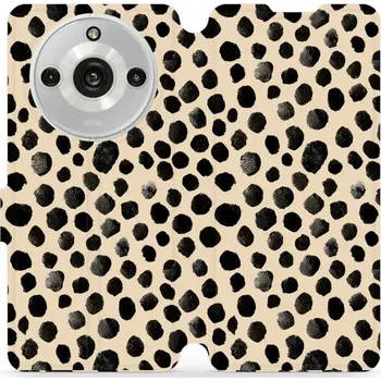 Pouzdro na mobilní telefon Flipové pouzdro Mobiwear - Realme 11 Pro Plus - VA50S Černé puntíky (Knížkové flip pouzdro, obal, kryt na mobil Realme 11 Pro Plus - VA50S Černé puntíky, materiál Umělá kůže + TPU - ochrana 360°, stojánek, silikonová vanička, magnetické zavírání)