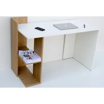 Psací stůl Pracovní stůl OMENA SHELF, barva sonoma/bílá