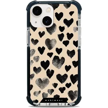 Pouzdro na mobilní telefon Odolný obal Mobiwear MagSafe Elite Bumper - Apple iPhone 13 Mini - DA51D Černá srdíčka (Odolný kryt, pouzdro, obal Mobiwear Elite Bumper na mobil Apple iPhone 13 Mini - DA51D Černá srdíčka, materiál Plast + TPU silikon + kov - zesílená ochrana telefonu,)