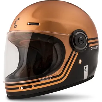 Motodoplněk Přilba Fibre Super Hooligan, CASSIDA (černá/metalická měděná/šedá) L