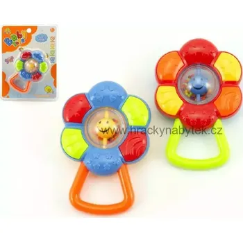 Hračka pro nejmenší Chrastítko kytička plast 12cm asst 2 barvy na kartě 3m+