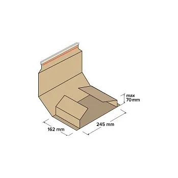 Obalový materiál Zásilkové obaly na knihy samolepicí 245 x 162 x max 70mm, 10 ks