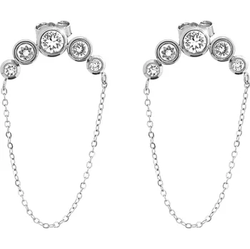 Náušnice JSB bijoux s.r.o. Ocelové náušnice puzety řetízek spojený s pěti krystaly Swarovski Crystal