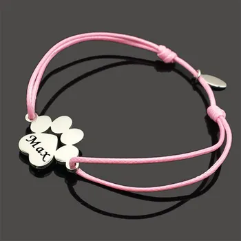 Náramek Náramek Unisex Chirurgická ocel Tlapka růžová šňůrka