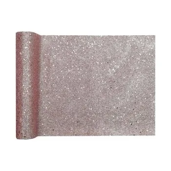 Svatební dekorace Šerpa 28 cm x 3 m rosegold s glitry