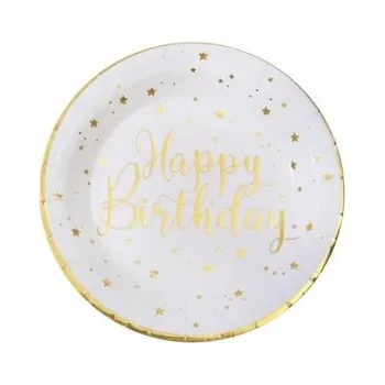 Talíř EKO Papírové talíře - bílé se zlatými hvězdami 22,5 cm - 10 ks