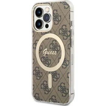Notebook Guess IML 4G MagSafe Zadní Kryt pro iPhone 13 Pro Brown
