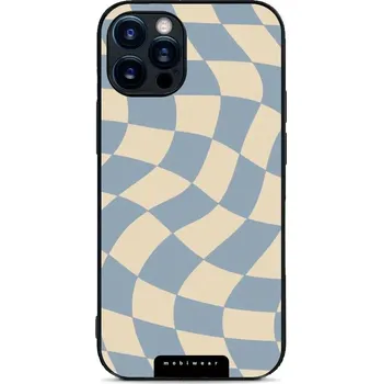 Lesklý kryt Mobiwear Glossy - Apple iPhone 12 Pro - GA59G Modrá a béžová šachovnice (Prémiové lesklé pouzdro, obal, kryt Mobiwear Glossy na mobil Apple iPhone 12 Pro - GA59G Modrá a béžová šachovnice, materiál Plast + TPU silikon - krytí po všech stranách