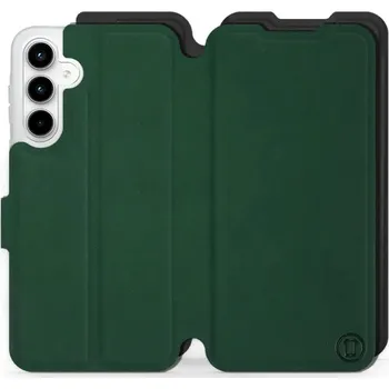 Pouzdro na mobilní telefon Flipové pouzdro Mobiwear Semiš - Samsung Galaxy A35 5G - Zelené & Černé (Knížkové semišové flip pouzdro, obal, kryt na mobil Samsung Galaxy A35 5G - Zelené & Černé, materiál semiš + TPU, ochrana 360°, stojánek, silikonová vanička, magnetické zavírání)