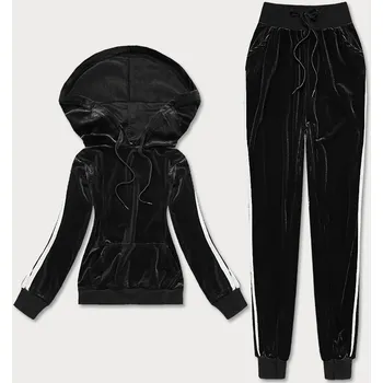 Černý velurový komplet s lampasy LUNA & MIELE, odstíny černé XL (42) i392_21296-5