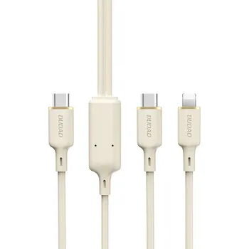 Datový kabel Dudao L7SE USB-C kabel 2v1 / USB-C / Apple Lightning / / 66W / 1,2m / béžový