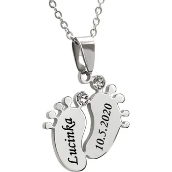 Šperk Přívěsek Dětské nožičky Deluxe Swarovski krystaly Clear